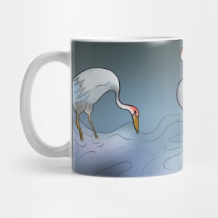 Japanese cranes in a moonlit stream Mug